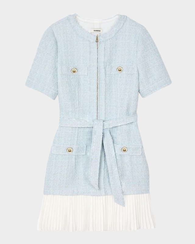 Joie Belted Tweed Mini Dress